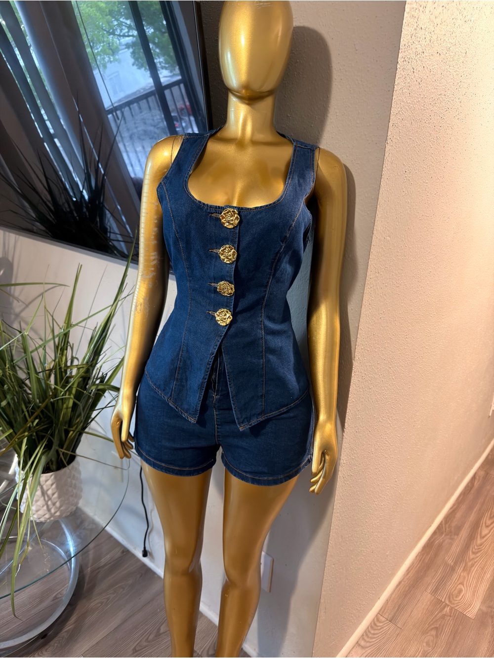 Dark Indigo Denim Button 2 pieces